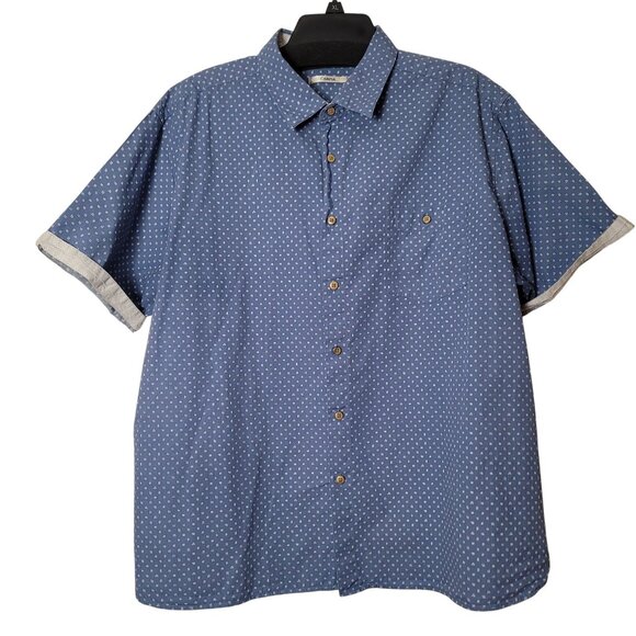 Moda Campia Mens Blue Short Sleeve Button-Up Shirt XXL 100% Cotton Classic Fit W - Picture 11 of 12